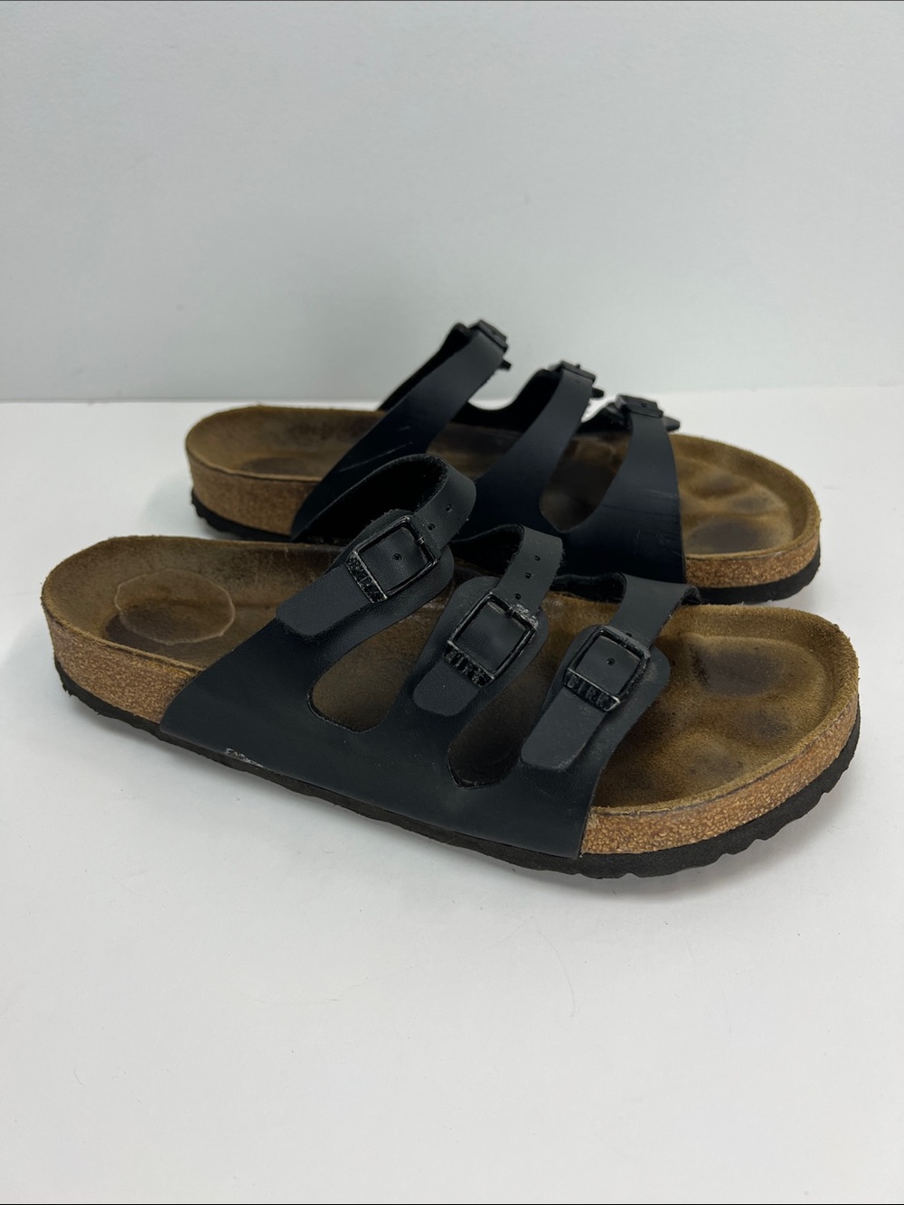 Birkenstock Florida Sandals Black 3 Strap Womens EU 41 US 10 Comfortable Hippie